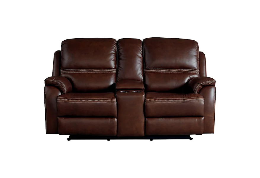 Club Level - Williams Reclining Console Loveseat by Bassett at Esprit Decor Home Furnishings